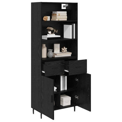 vidaXL Bahut haut noir aspect chêne 69,5 x 34 x 180 cm