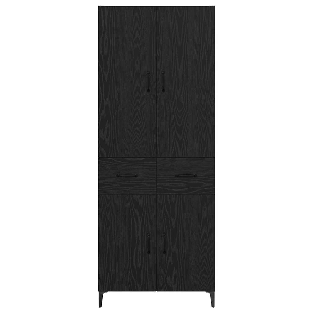 Highboard Schwarz Eichen-Optik 69,5 x 34 x 180 cm Holzwerkstoff
