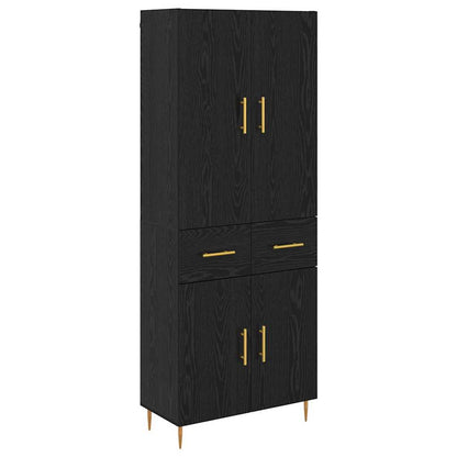 Highboard Schwarz Eichen-Optik 69,5 x 34 x 180 cm Holzwerkstoff