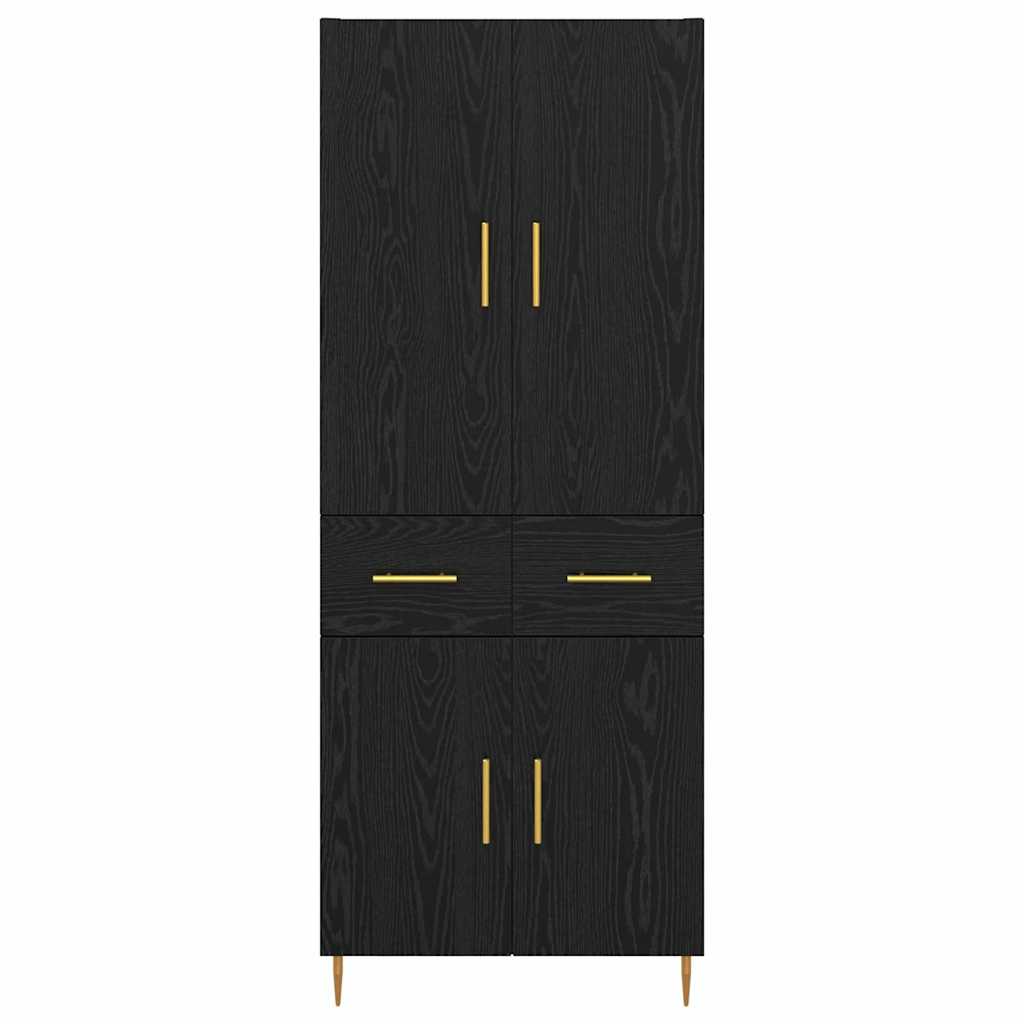 Highboard Schwarz Eichen-Optik 69,5 x 34 x 180 cm Holzwerkstoff