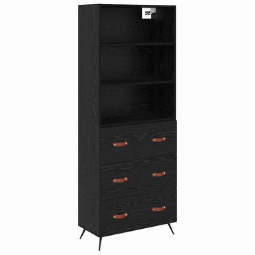 vidaXL Buffet haut noir aspect chêne 69,5 x 34 x 180 cm Bois d'ingénierie