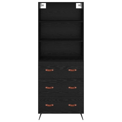 vidaXL Buffet haut noir aspect chêne 69,5 x 34 x 180 cm Bois d'ingénierie