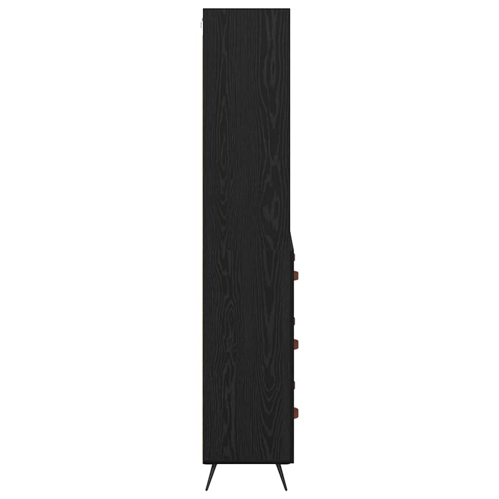 vidaXL Buffet haut noir aspect chêne 69,5 x 34 x 180 cm Bois d'ingénierie