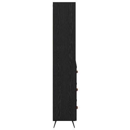 vidaXL Buffet haut noir aspect chêne 69,5 x 34 x 180 cm Bois d'ingénierie