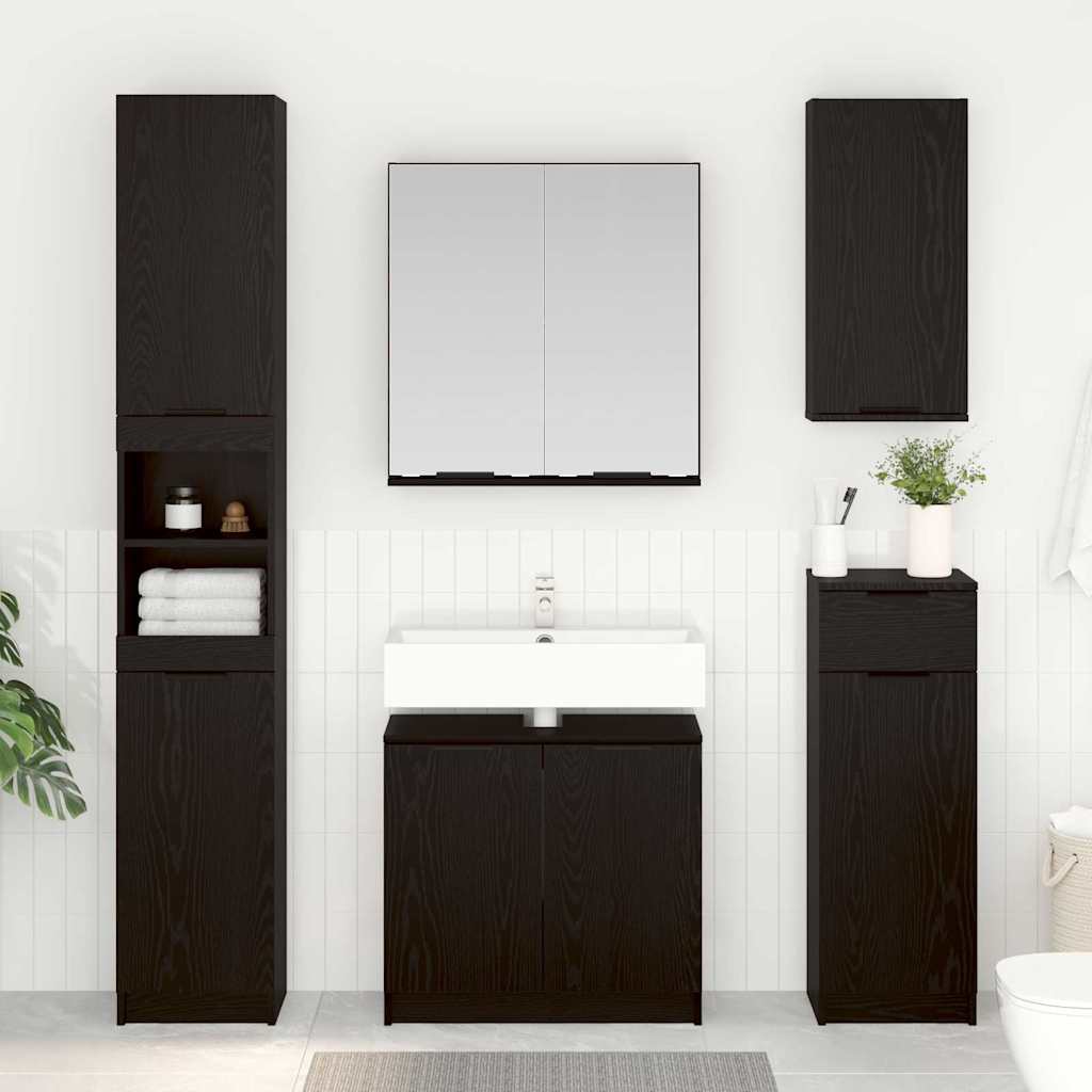 vidaXL Badezimmerschrank-Set 2 Stück Schwarz Eichen-Optik Holzwerkstoff