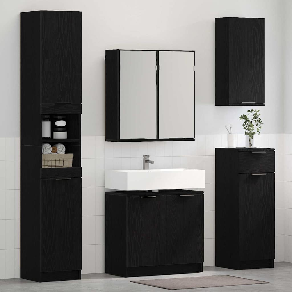vidaXL Badezimmerschrank-Set 2 Stück Schwarz Eichen-Optik Holzwerkstoff