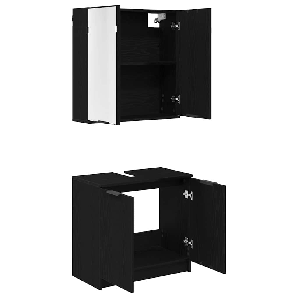 vidaXL Badezimmerschrank-Set 2 Stück Schwarz Eichen-Optik Holzwerkstoff