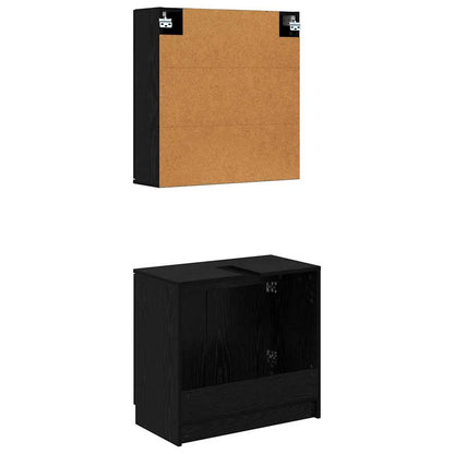 vidaXL Badezimmerschrank-Set 2 Stück Schwarz Eichen-Optik Holzwerkstoff