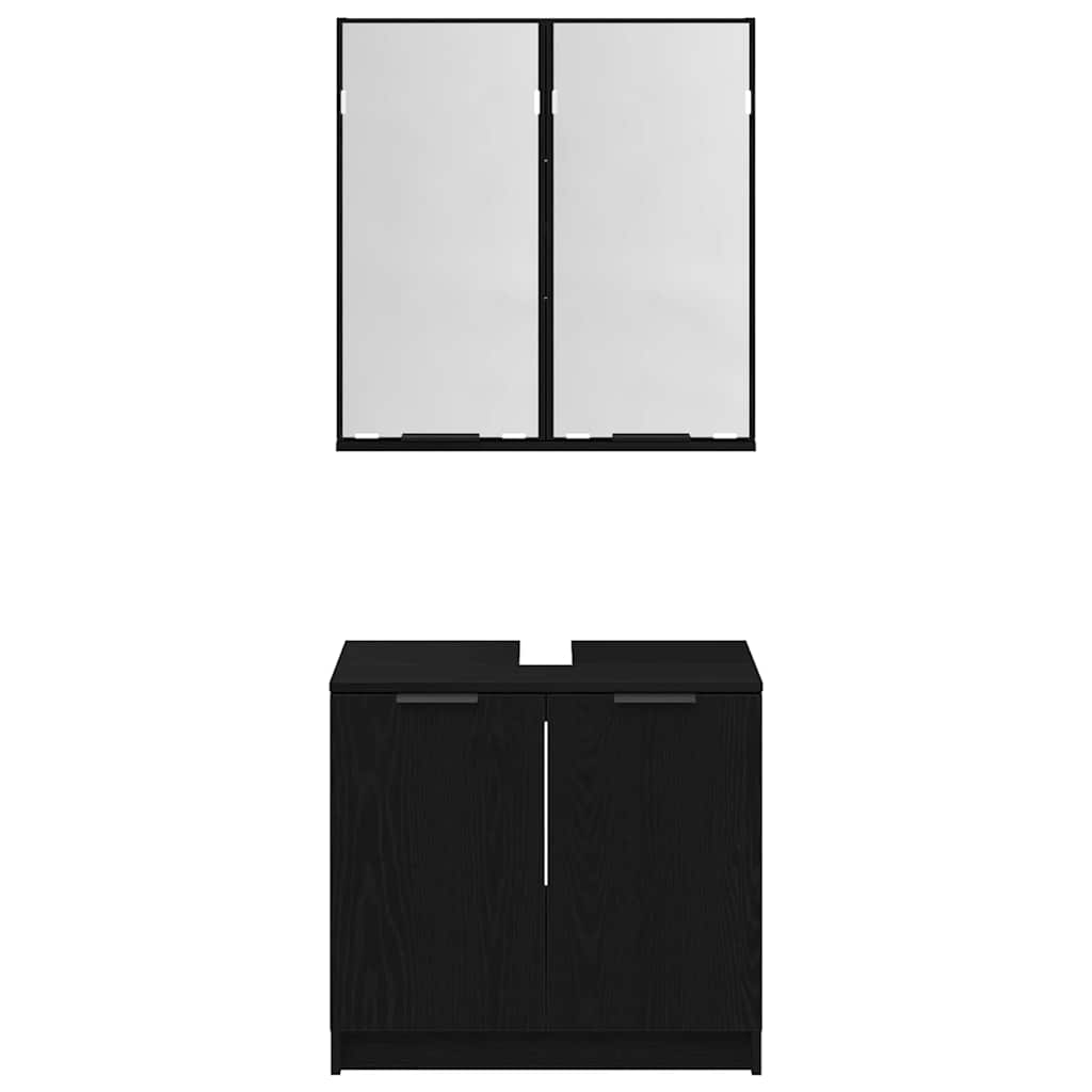 vidaXL Badezimmerschrank-Set 2 Stück Schwarz Eichen-Optik Holzwerkstoff