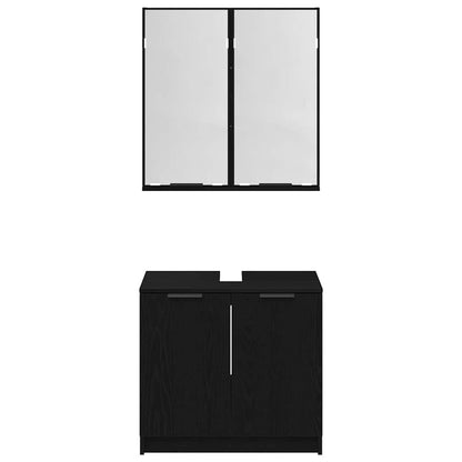 vidaXL Badezimmerschrank-Set 2 Stück Schwarz Eichen-Optik Holzwerkstoff