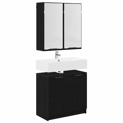 vidaXL Badezimmerschrank-Set 2 Stück Schwarz Eichen-Optik Holzwerkstoff