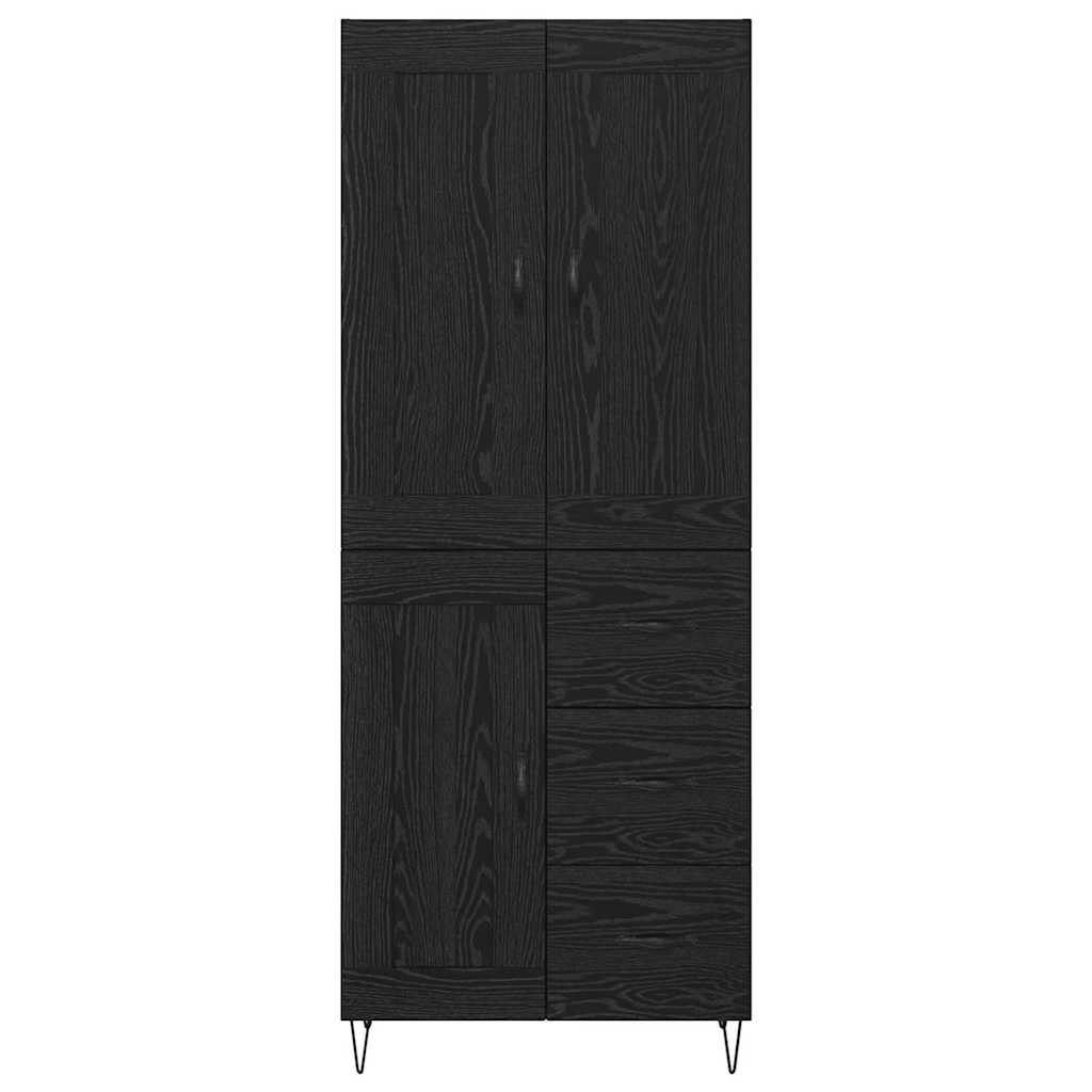 Highboard Schwarz Eichen-Optik 69,5 x 34 x 180 cm Holzwerkstoff