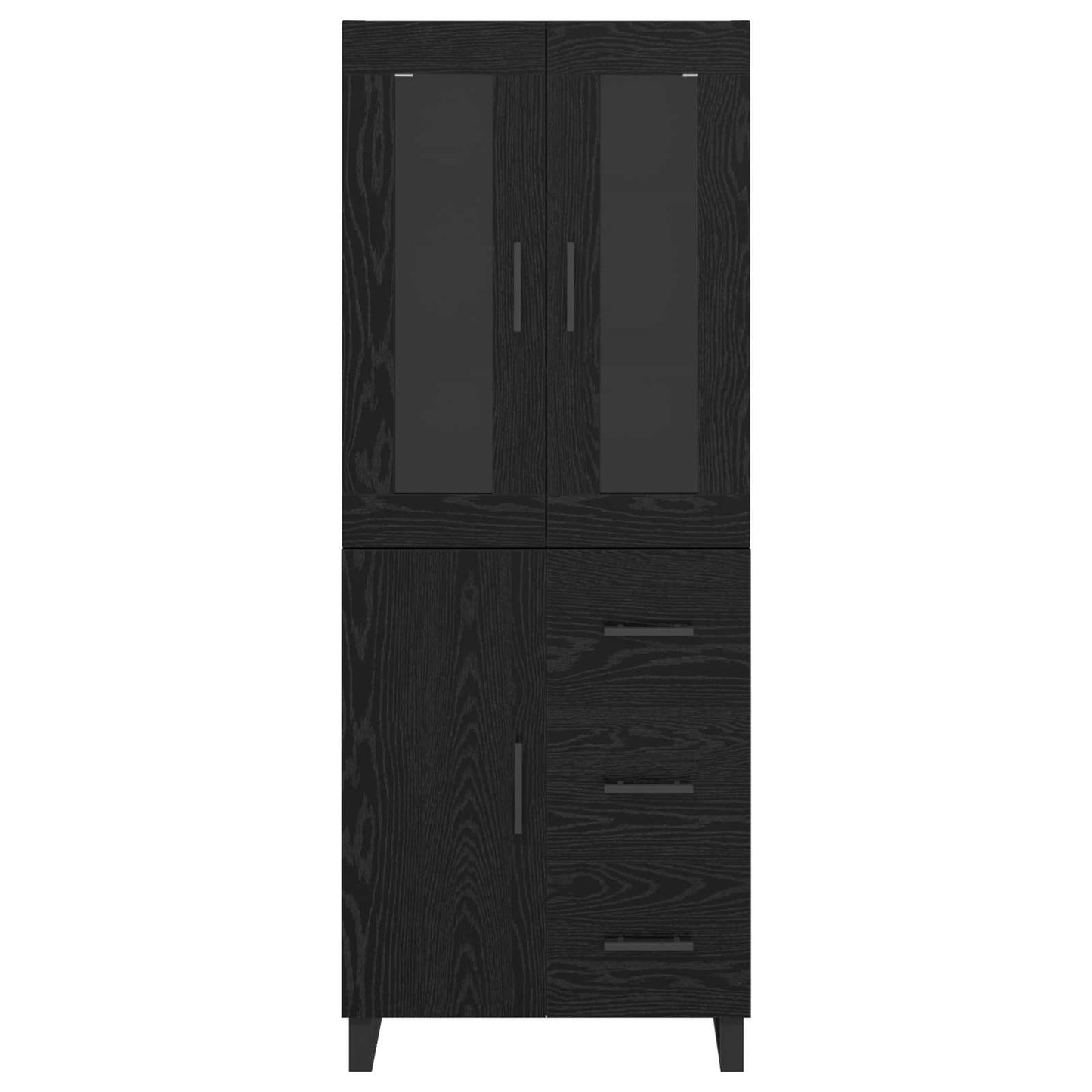 vidaXL Highboard 2 pcs Schwarz Eichen-Optik Engineered Wood und Glas