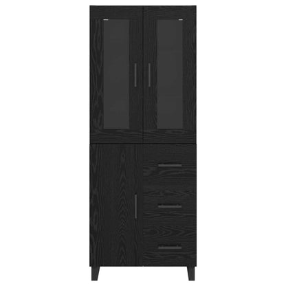 vidaXL Highboard 2 pcs Schwarz Eichen-Optik Engineered Wood und Glas