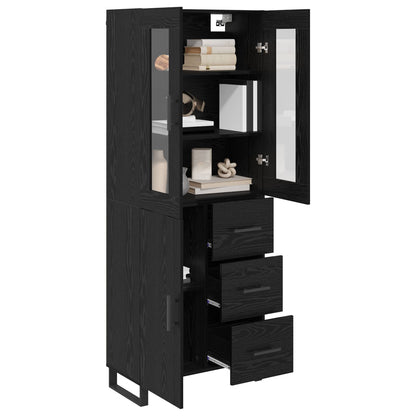 vidaXL Highboard 2 pcs Schwarz Eichen-Optik Engineered Wood und Glas