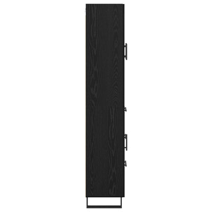 vidaXL Highboard 2 pcs Schwarz Eichen-Optik Engineered Wood und Glas