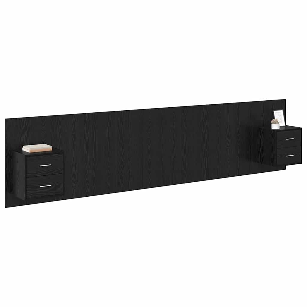 vidaXL Kopfteil mit Schrank 3 pcs Schwarz Eichen-Optik Holzwerkstoff