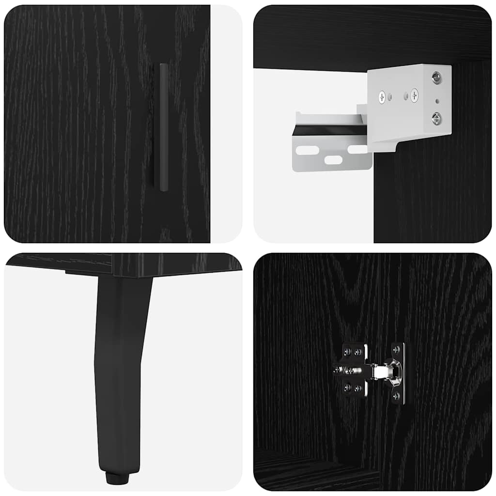 vidaXL Bahut haut noir aspect chêne 69,5 x 34 x 180 cm
