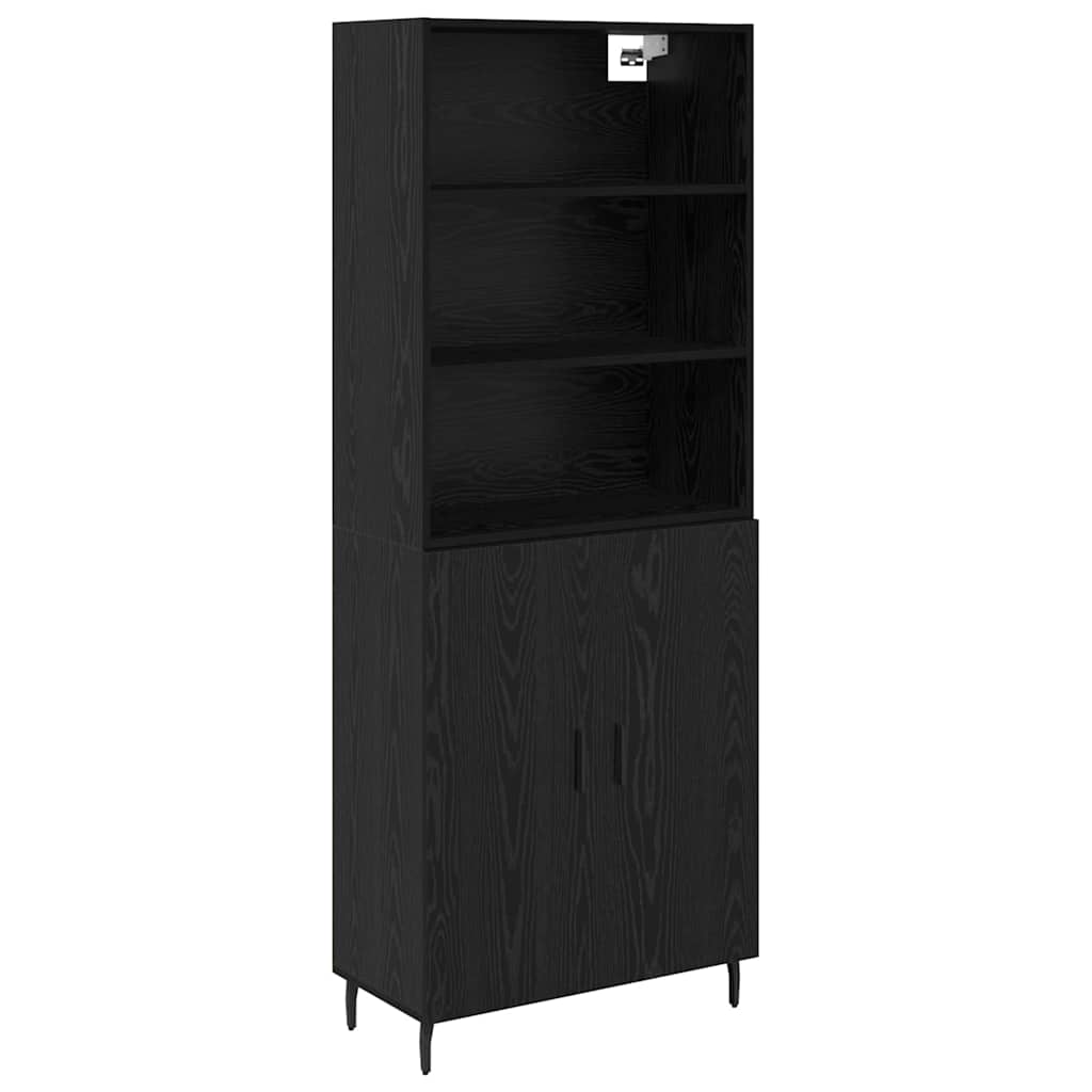 vidaXL Bahut haut noir aspect chêne 69,5 x 34 x 180 cm