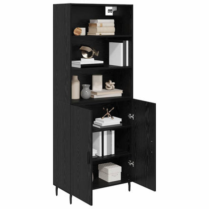 vidaXL Bahut haut noir aspect chêne 69,5 x 34 x 180 cm