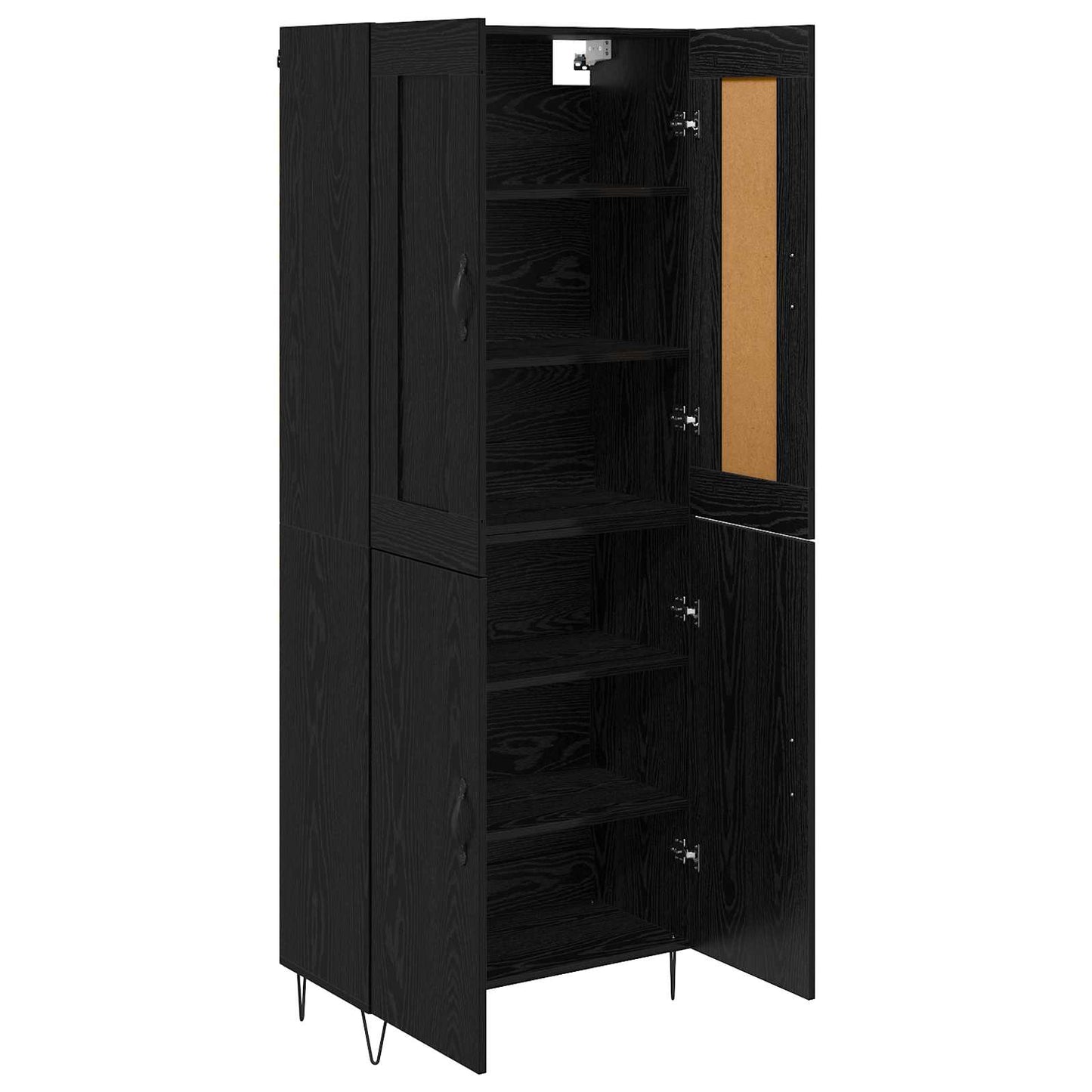 Highboard Schwarz Eichen-Optik 69,5 x 34 x 180 cm Holzwerkstoff