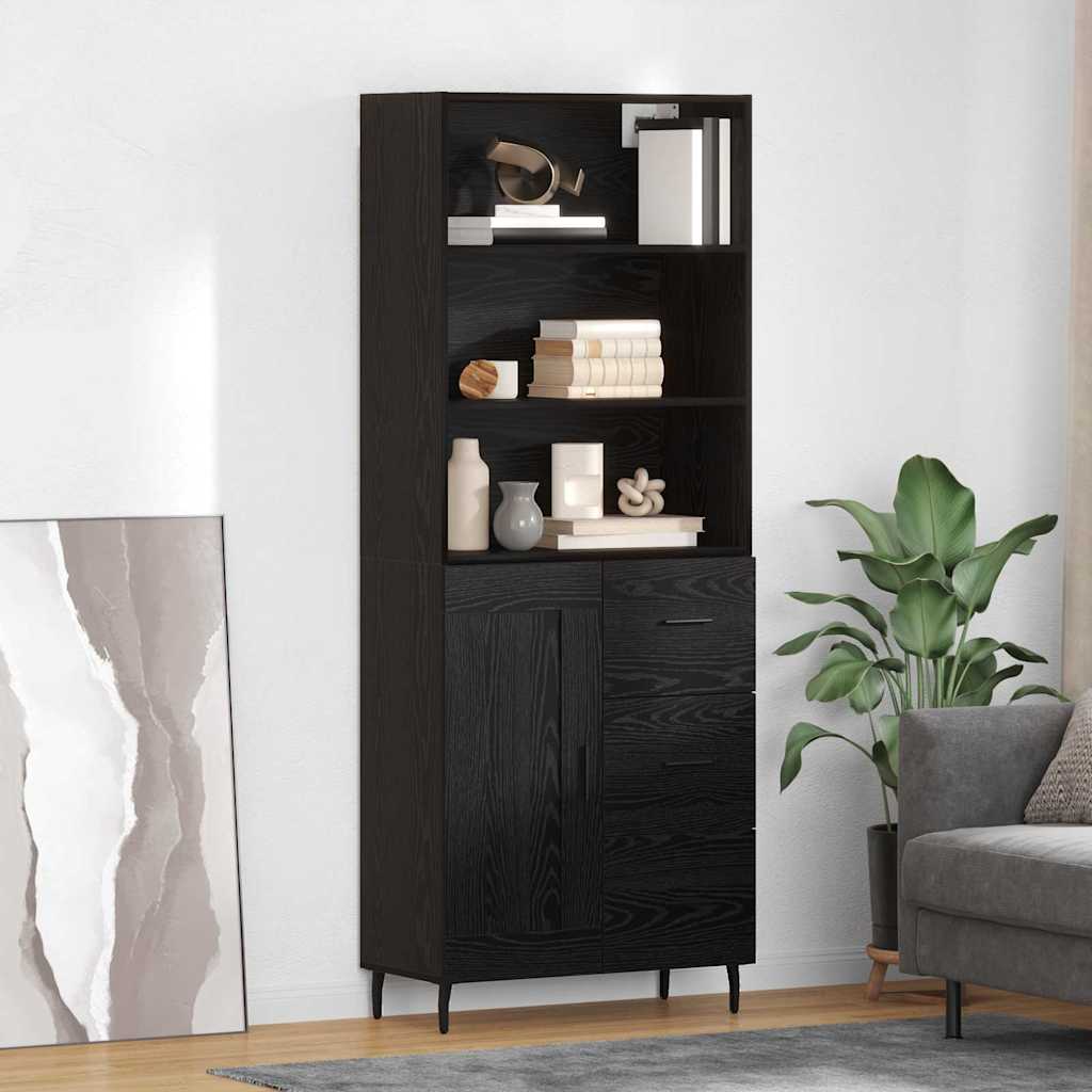 Buffet haut vidaXL Noir aspect chêne 69,5 x 34 x 180 cm