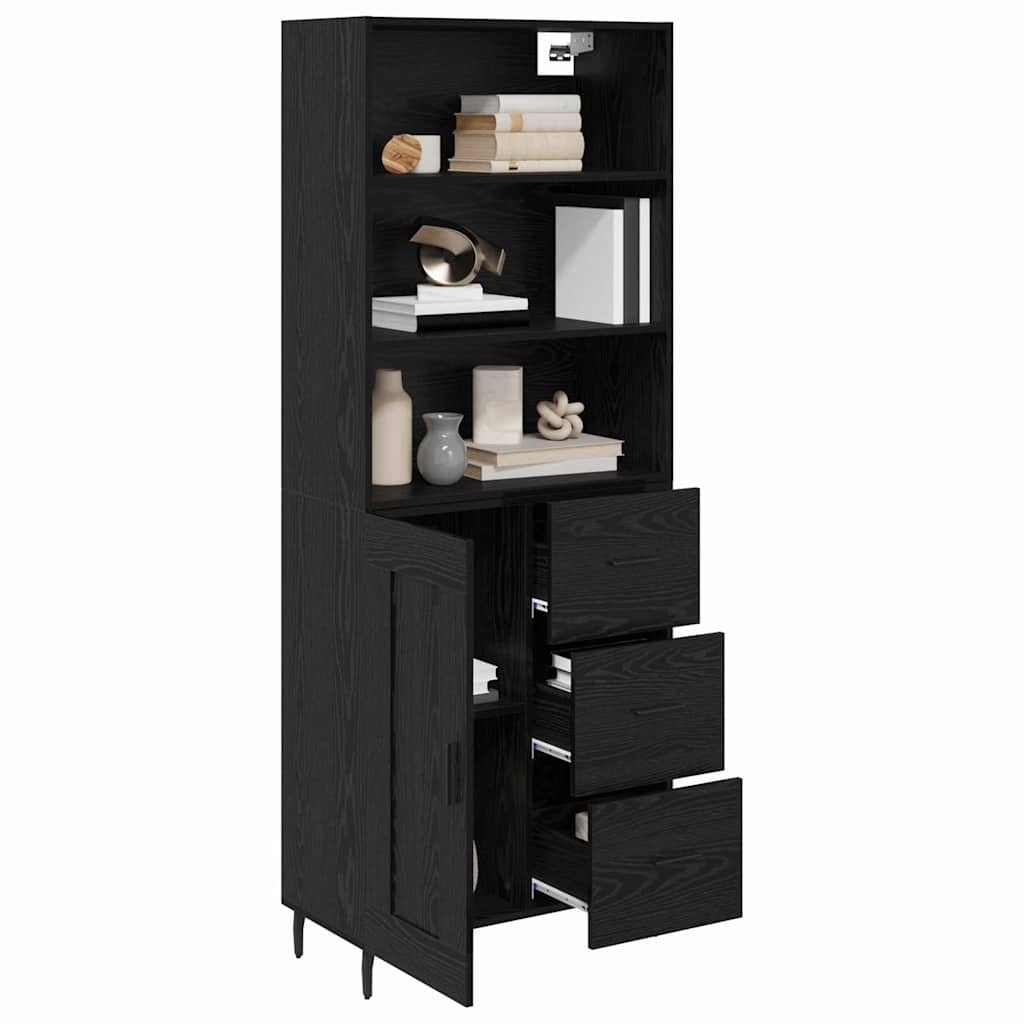Buffet haut vidaXL Noir aspect chêne 69,5 x 34 x 180 cm