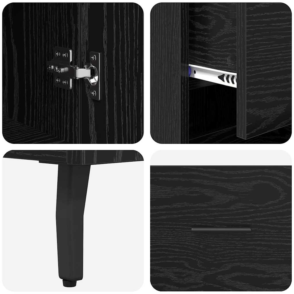 vidaXL Highboard Schwarz Eichen-Optik 34,5 x 34 x 180 cm Holzwerkstoff