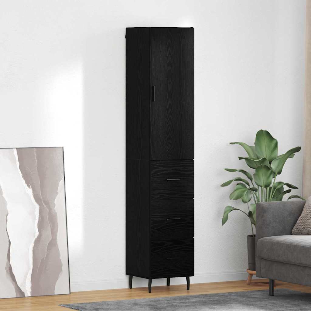vidaXL Highboard Schwarz Eichen-Optik 34,5 x 34 x 180 cm Holzwerkstoff