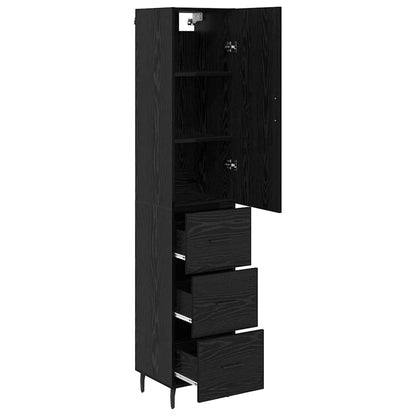 vidaXL Highboard Schwarz Eichen-Optik 34,5 x 34 x 180 cm Holzwerkstoff