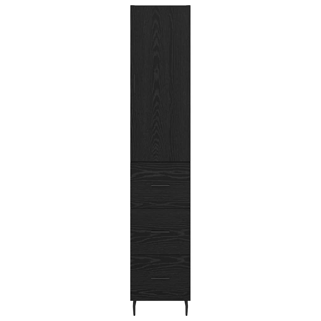vidaXL Highboard Schwarz Eichen-Optik 34,5 x 34 x 180 cm Holzwerkstoff