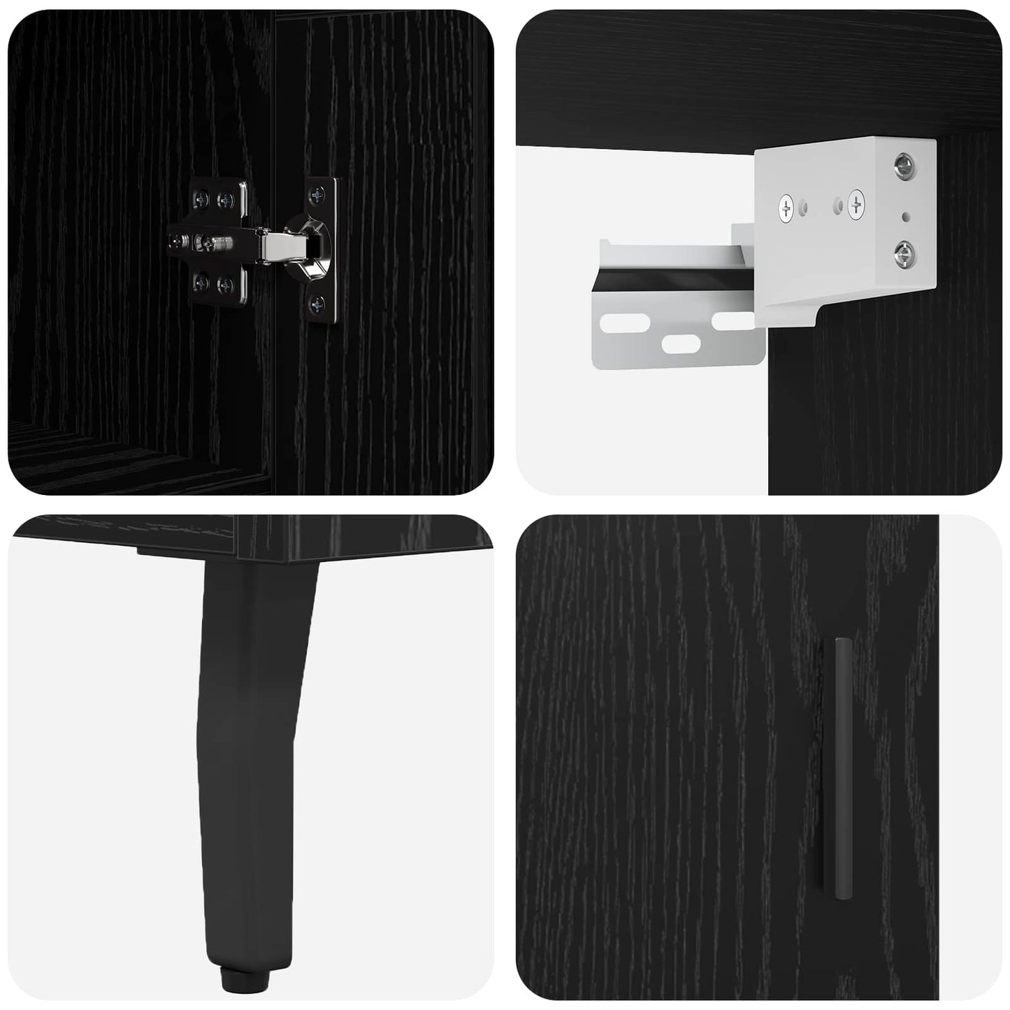 vidaXL Meuble haut 2 pcs Noir aspect chêne Bois d'ingénierie et verre
