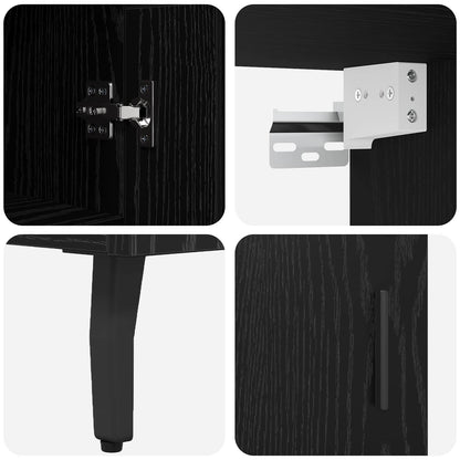 vidaXL Meuble haut 2 pcs Noir aspect chêne Bois d'ingénierie et verre