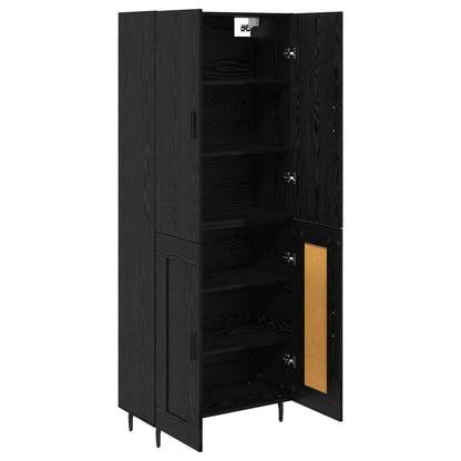 vidaXL Meuble haut 2 pcs Noir aspect chêne Bois d'ingénierie et verre
