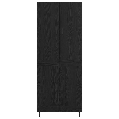 vidaXL Meuble haut 2 pcs Noir aspect chêne Bois d'ingénierie et verre