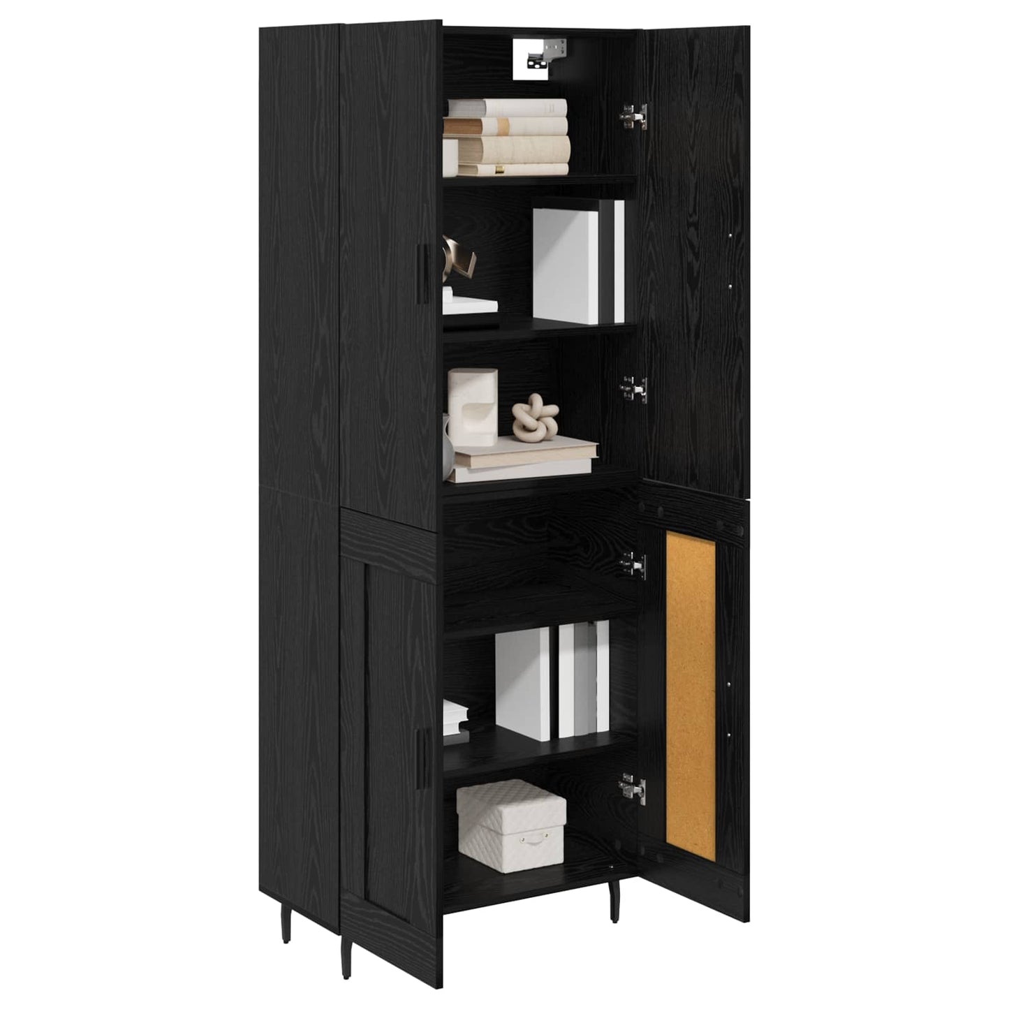 vidaXL Meuble haut 2 pcs Noir aspect chêne Bois d'ingénierie et verre