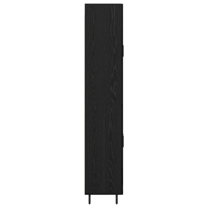 vidaXL Meuble haut 2 pcs Noir aspect chêne Bois d'ingénierie et verre