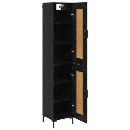 vidaXL Highboard Schwarz Eichen-Optik 34,5 x 34 x 180 cm Holzwerkstoff