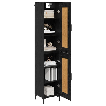 vidaXL Highboard Schwarz Eichen-Optik 34,5 x 34 x 180 cm Holzwerkstoff
