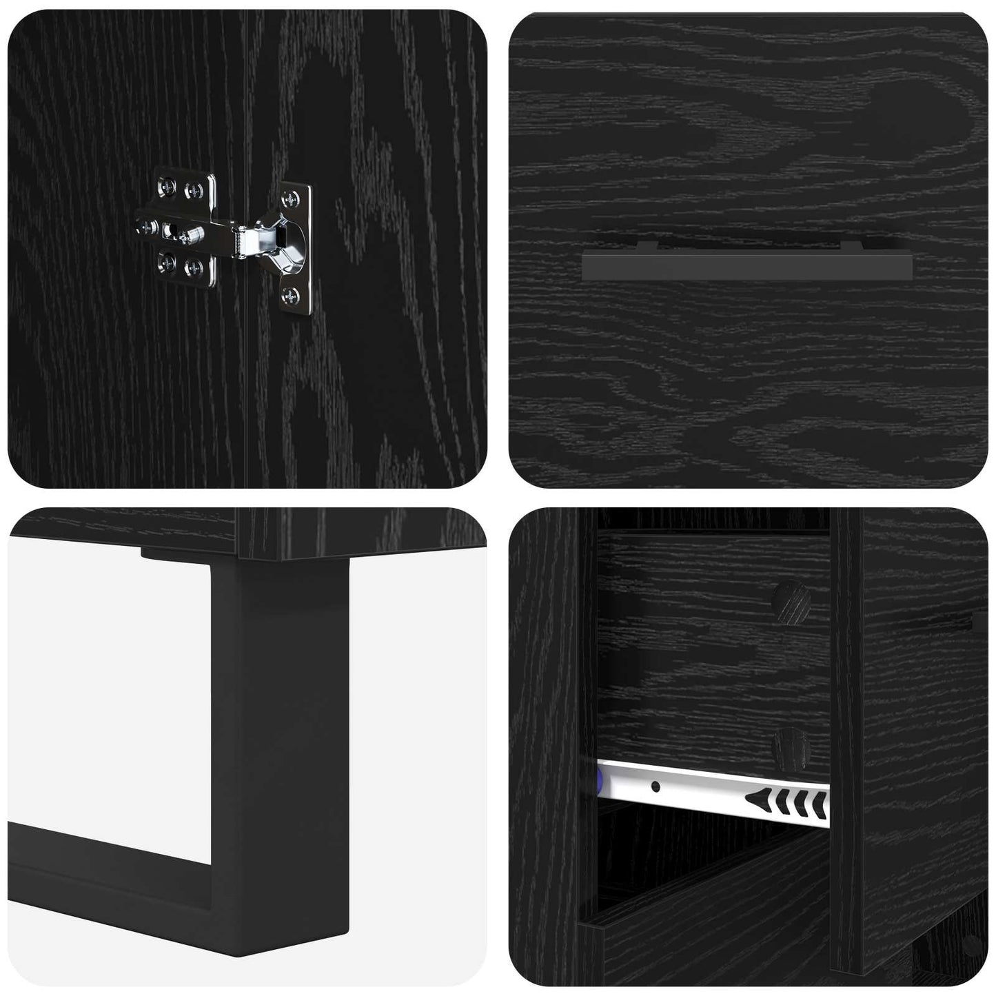 vidaXL Bahut haut 2 pcs Noir aspect chêne 69,5 x 34 x 180 cm