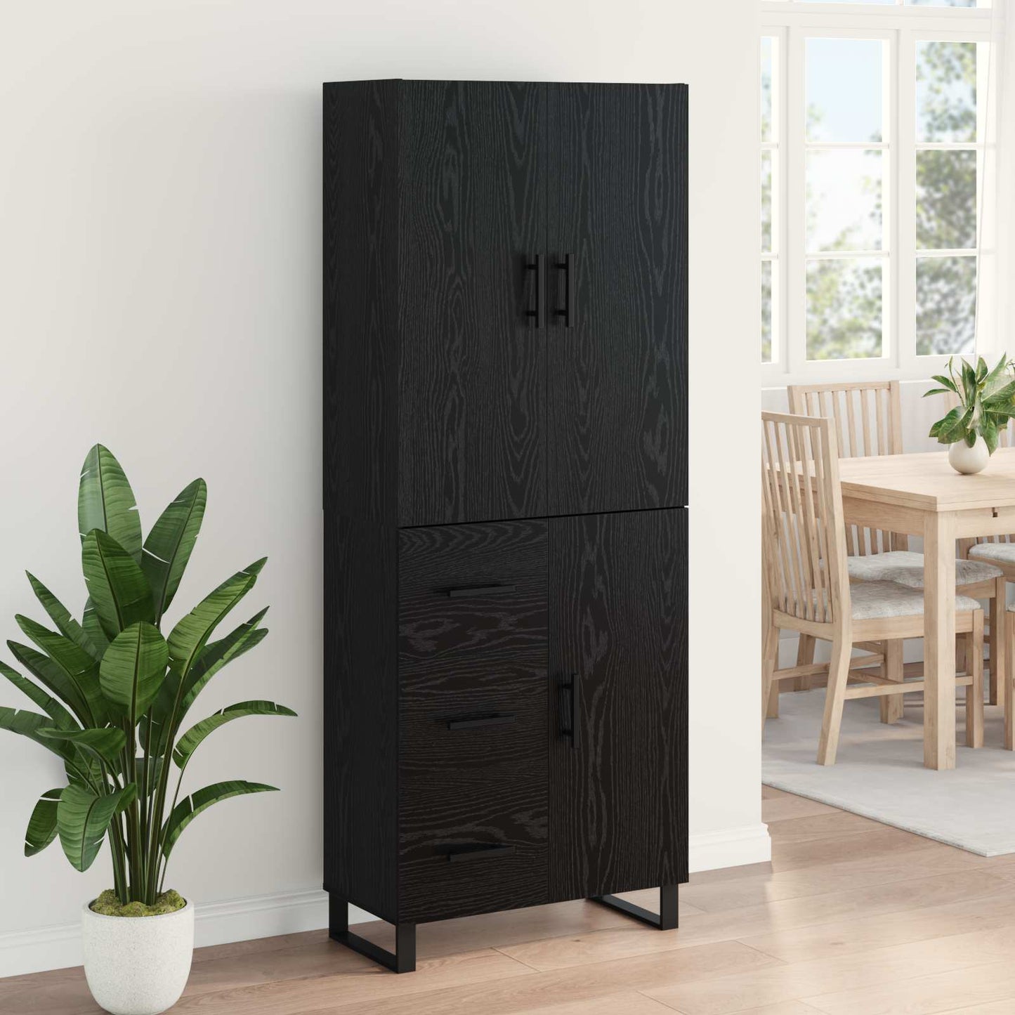 vidaXL Bahut haut 2 pcs Noir aspect chêne 69,5 x 34 x 180 cm