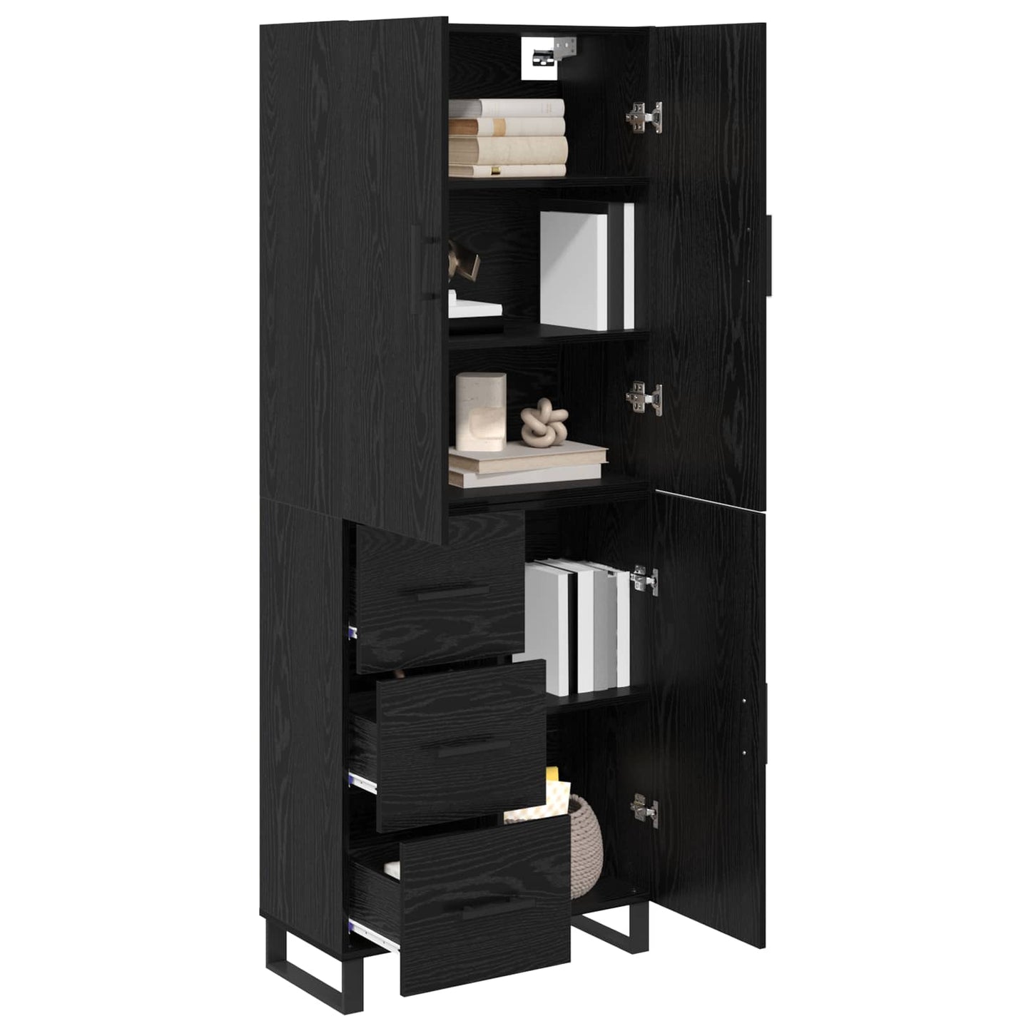 vidaXL Bahut haut 2 pcs Noir aspect chêne 69,5 x 34 x 180 cm