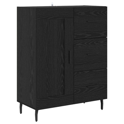 vidaXL Highboard 2 pcs Schwarz Eichen-Optik Engineered Wood und Glas