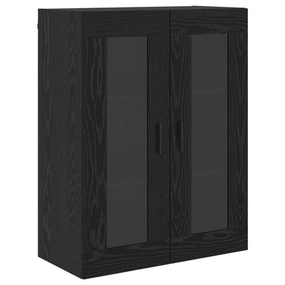 vidaXL Highboard 2 pcs Schwarz Eichen-Optik Engineered Wood und Glas