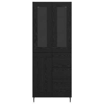 vidaXL Highboard 2 pcs Schwarz Eichen-Optik Engineered Wood und Glas