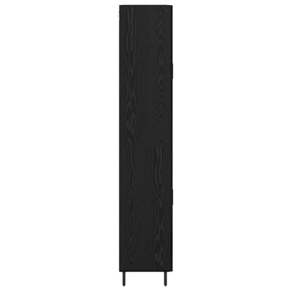 vidaXL Highboard 2 pcs Schwarz Eichen-Optik Engineered Wood und Glas