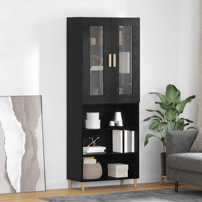 vidaXL Bahut haut noir aspect chêne 69,5 x 34 x 180 cm