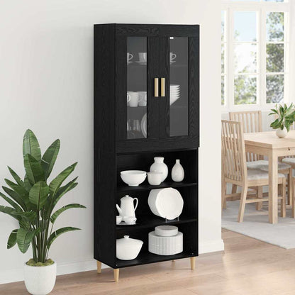 vidaXL Bahut haut noir aspect chêne 69,5 x 34 x 180 cm