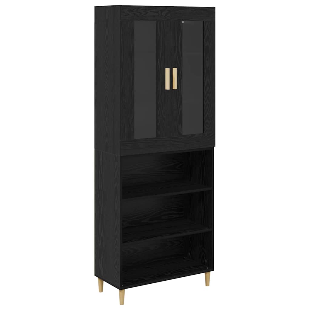 vidaXL Bahut haut noir aspect chêne 69,5 x 34 x 180 cm