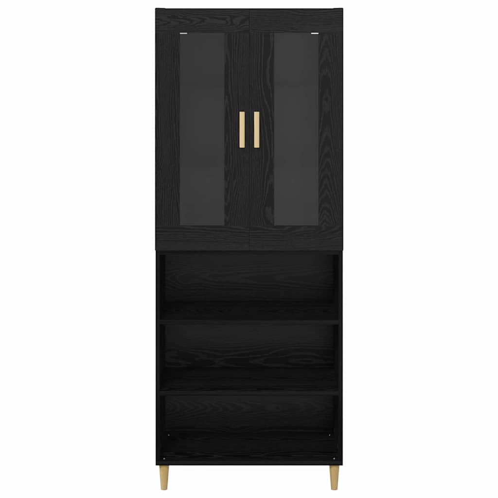 vidaXL Bahut haut noir aspect chêne 69,5 x 34 x 180 cm